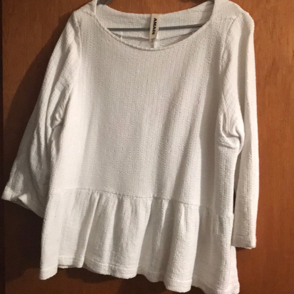 Anthropologie white peplum top XL EUC!